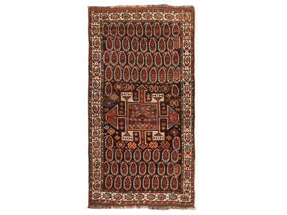 Brown 4'10" x 9'6" Antique Hand knotted Wool Rug - Sku: O078615