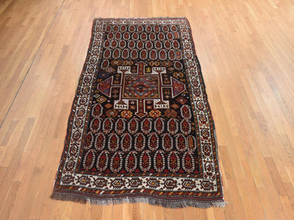 Brown 4'10" x 9'6" Antique Hand knotted Wool Rug - Sku: O078615