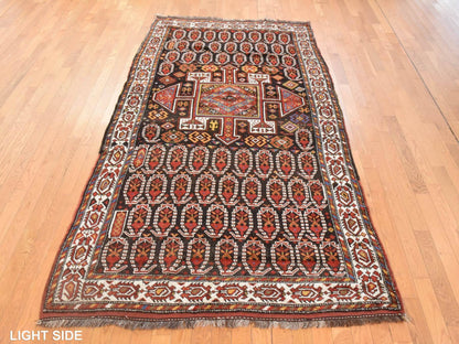 Brown 4'10" x 9'6" Antique Hand knotted Wool Rug - Sku: O078615
