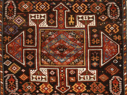 Brown 4'10" x 9'6" Antique Hand knotted Wool Rug - Sku: O078615