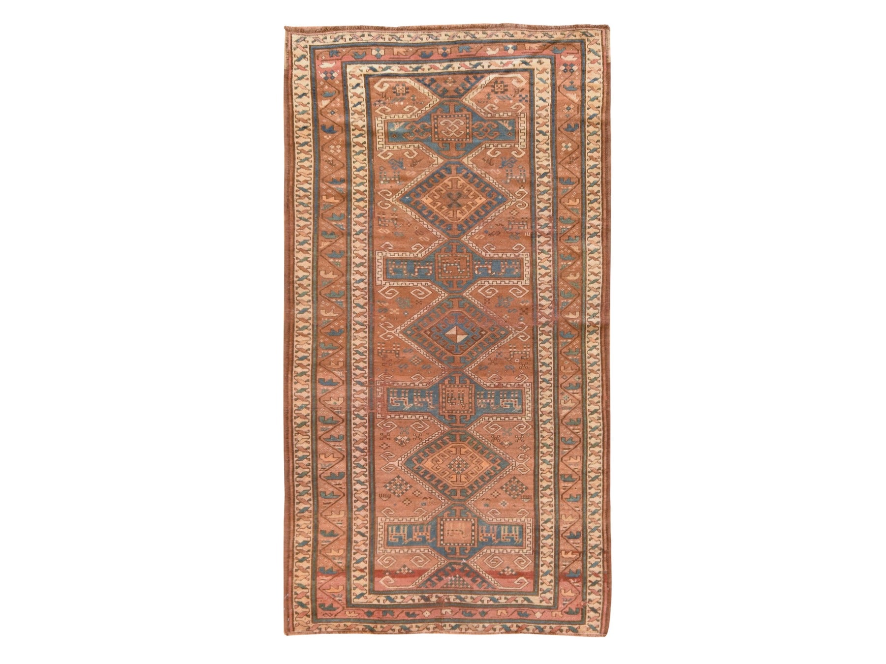 Brown 4'2" x 8'1" Tribal & Geometric Hand knotted Wool Rug - Sku: O078616