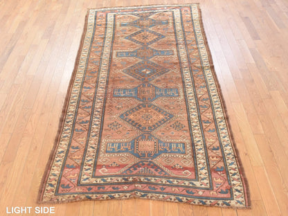 Brown 4'2" x 8'1" Tribal & Geometric Hand knotted Wool Rug - Sku: O078616