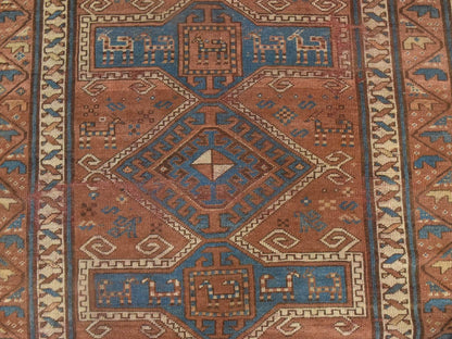 Brown 4'2" x 8'1" Tribal & Geometric Hand knotted Wool Rug - Sku: O078616