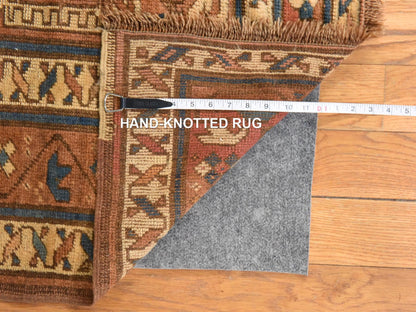 Brown 4'2" x 8'1" Tribal & Geometric Hand knotted Wool Rug - Sku: O078616
