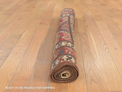 Brown 4'2" x 8'1" Tribal & Geometric Hand knotted Wool Rug - Sku: O078616