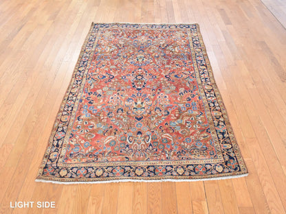 Red 4'2" x 6'9" Antique Hand knotted Wool Rug - Sku: O078618