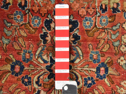 Red 4'2" x 6'9" Antique Hand knotted Wool Rug - Sku: O078618