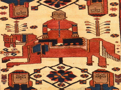 Shiraz Vintage hand-knotted wool runner in Ivory & Red, 4'1" x 9'7" — SKU O078619 (view 5)