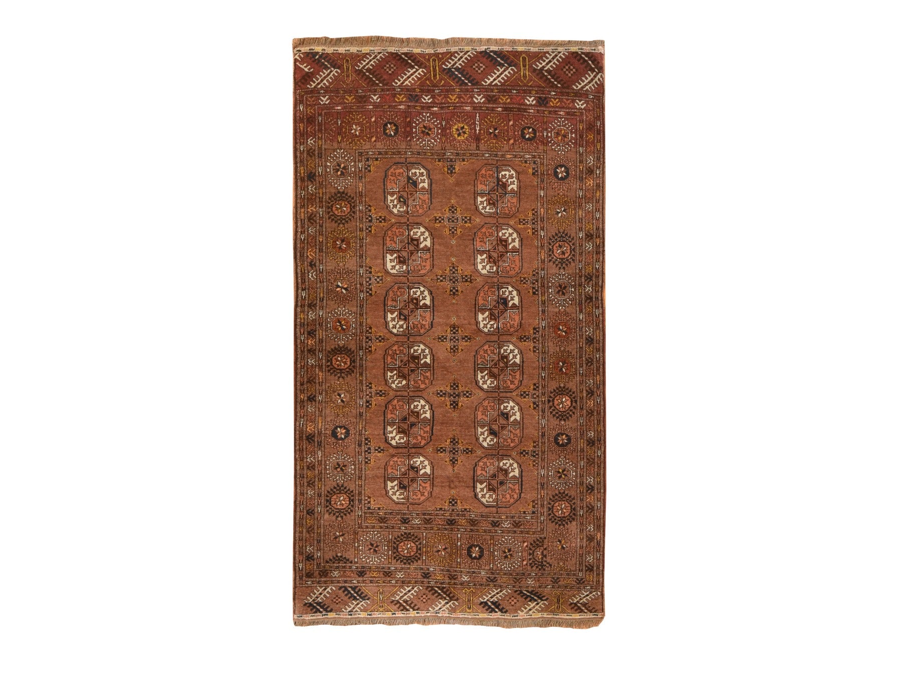 Brown 3'9" x 6'9" Tribal & Geometric Hand knotted Wool Rug - Sku: O078622