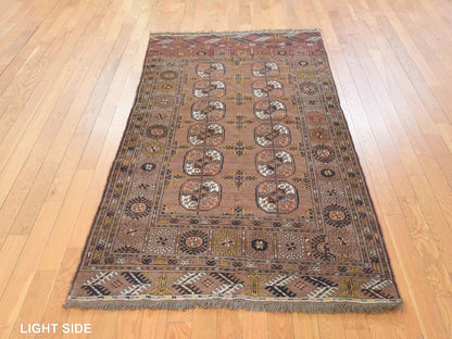 Brown 3'9" x 6'9" Tribal & Geometric Hand knotted Wool Rug - Sku: O078622