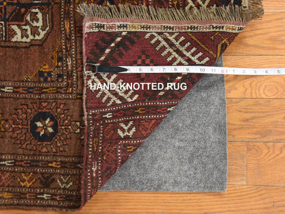Brown 3'9" x 6'9" Tribal & Geometric Hand knotted Wool Rug - Sku: O078622