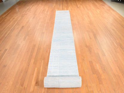 Tribal & Geometric hand-knotted wool runner in Ivory, 2'4" x 24'5" — SKU O078624 (view 2)