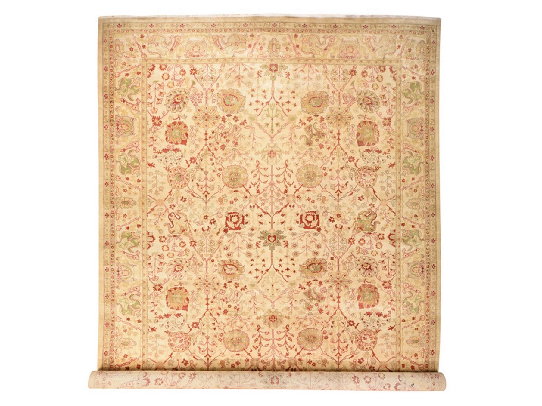 Ivory 12'1" x 19'1" Oushak And Peshawar Hand knotted Wool Rug - Sku: O078626