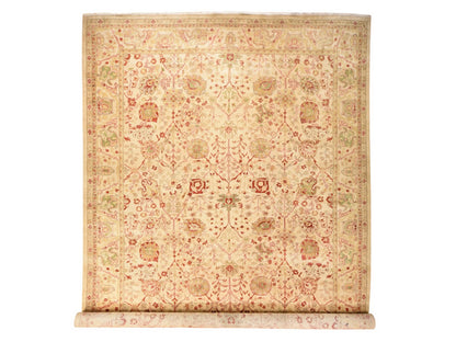 Tabriz Oushak hand-knotted wool rug in Ivory, 12'1" x 19'1" — SKU O078626