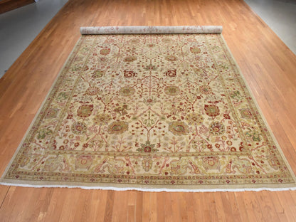 Tabriz Oushak hand-knotted wool rug in Ivory, 12'1" x 19'1" — SKU O078626 (view 2)