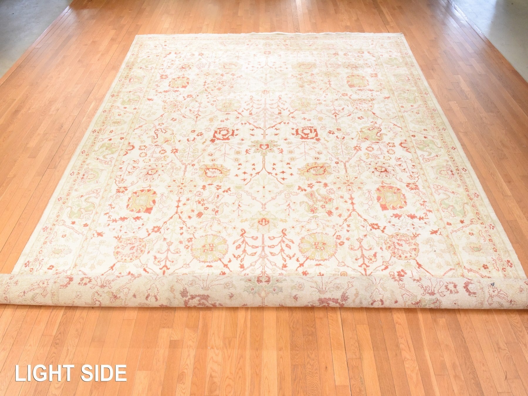 Tabriz Oushak hand-knotted wool rug in Ivory, 12'1" x 19'1" — SKU O078626 (view 3)