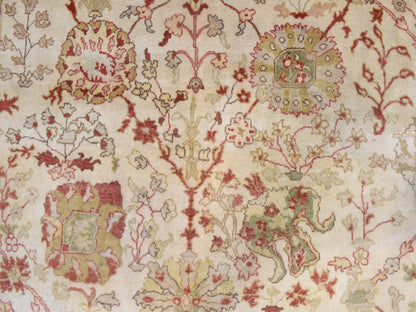 Tabriz Oushak hand-knotted wool rug in Ivory, 12'1" x 19'1" — SKU O078626 (view 5)