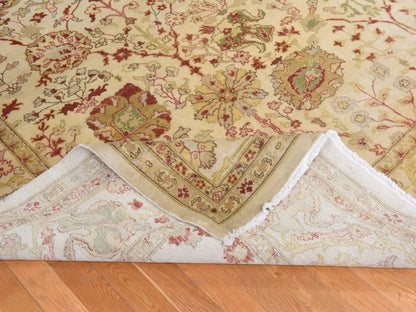 Tabriz Oushak hand-knotted wool rug in Ivory, 12'1" x 19'1" — SKU O078626 (view 8)