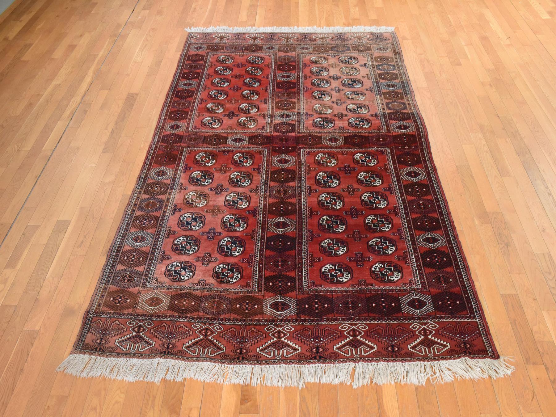 Vintage hand-knotted wool rug in Red, 6'3" x 10'3" — SKU O078628 (view 2)