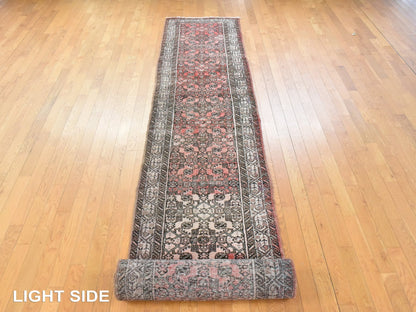 Vintage hand-knotted wool rug in Red & Ivory, 2'9" x 23'6" — SKU O078629 (view 3)