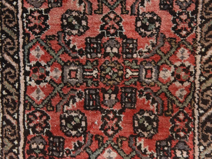 Vintage hand-knotted wool rug in Red & Ivory, 2'9" x 23'6" — SKU O078629 (view 4)