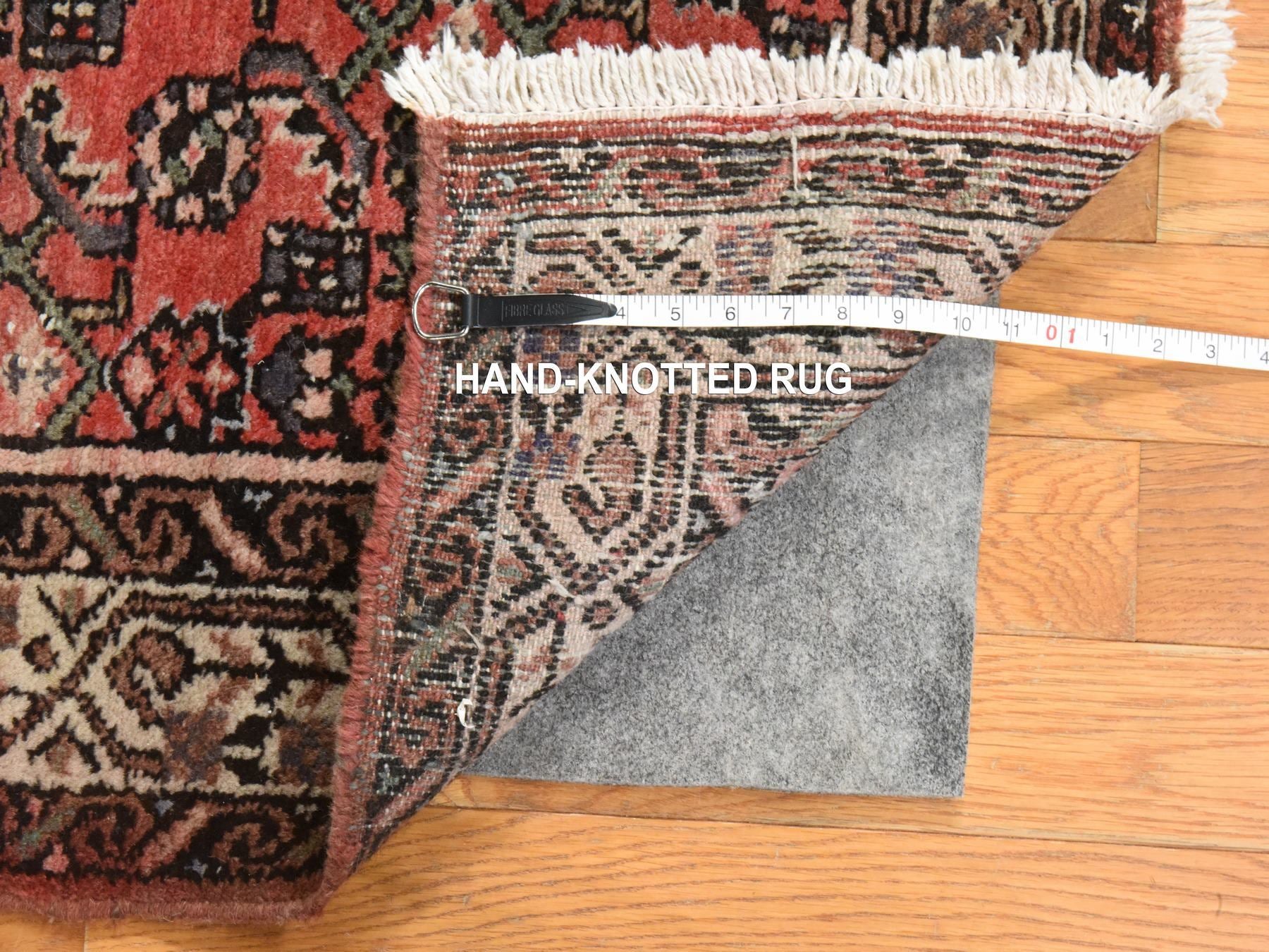 Vintage hand-knotted wool rug in Red & Ivory, 2'9" x 23'6" — SKU O078629 (view 6)