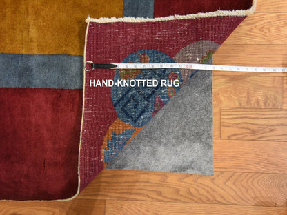 Antique hand-knotted wool rug in Yellow & Red, 9'10" x 13'5" — SKU O078630 (view 8)
