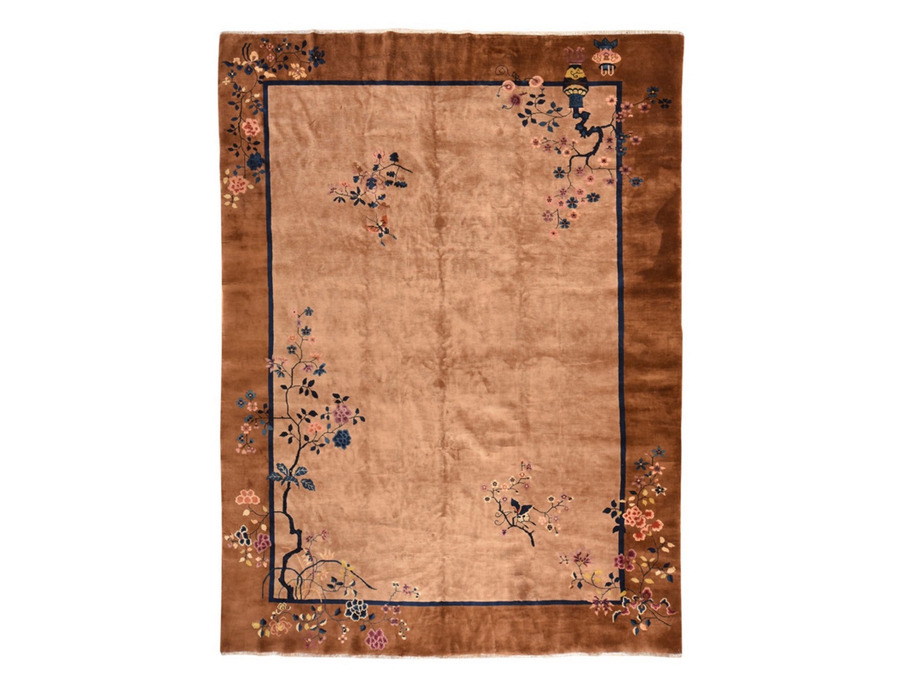 Brown 9'8" x 13'1" Antique Hand knotted Wool Rug - Sku: O078631