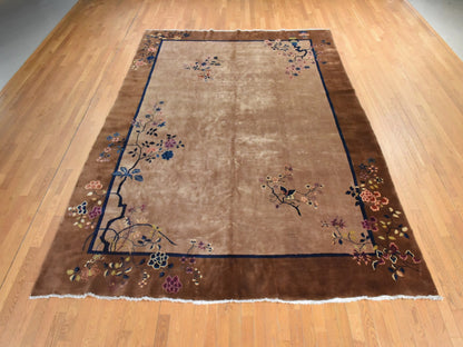Brown 9'8" x 13'1" Antique Hand knotted Wool Rug - Sku: O078631