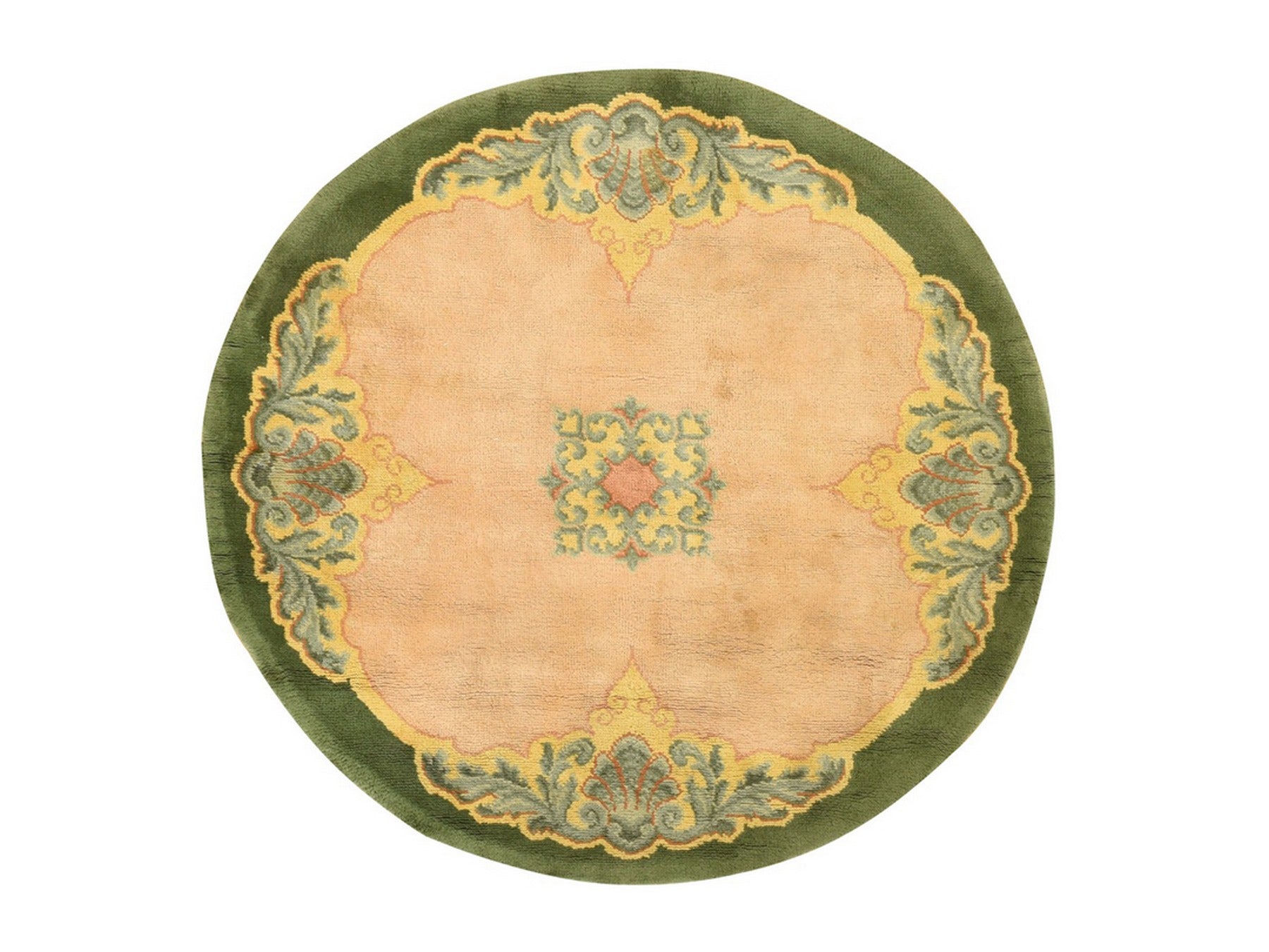 Green 7'0" x 7'5" Antique Hand knotted Wool Rug - Sku: O078632