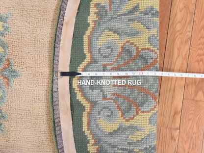 Green 7'0" x 7'5" Antique Hand knotted Wool Rug - Sku: O078632