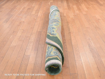 Green 7'0" x 7'5" Antique Hand knotted Wool Rug - Sku: O078632