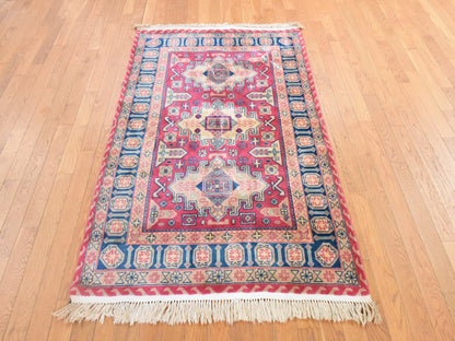Pink 3'10" x 6'0" Kazak Hand knotted Wool Rug - Sku: O078634