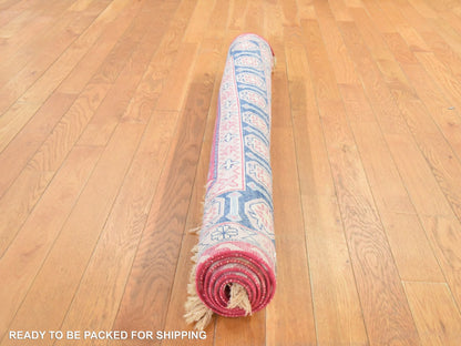 Kazak hand-knotted wool rug in Pink & Blue, 3'10" x 6' — SKU O078634 (view 8)