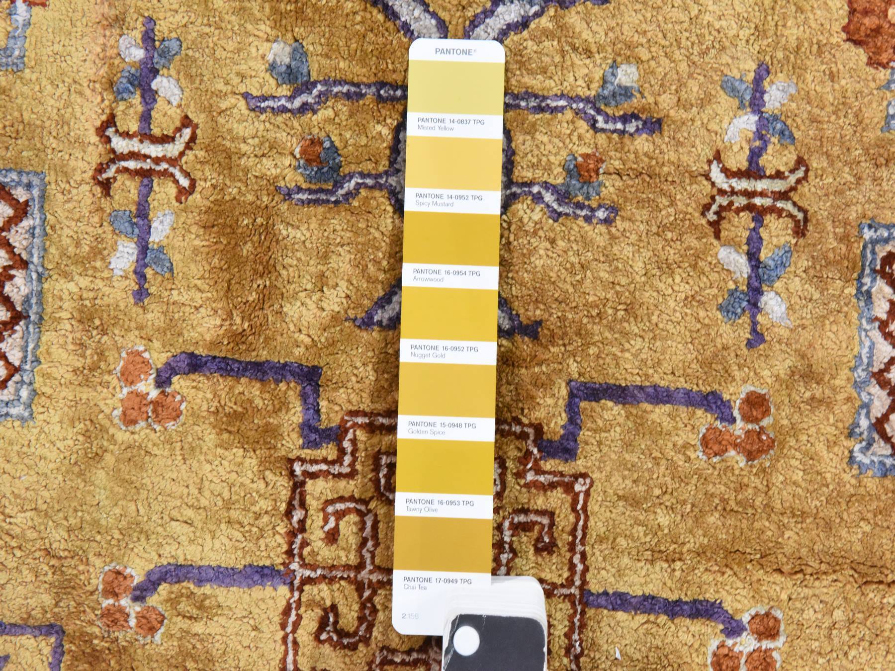 Fine Oriental hand-knotted wool rug in Yellow & Purple, 3' x 5' — SKU O078635 (view 5)