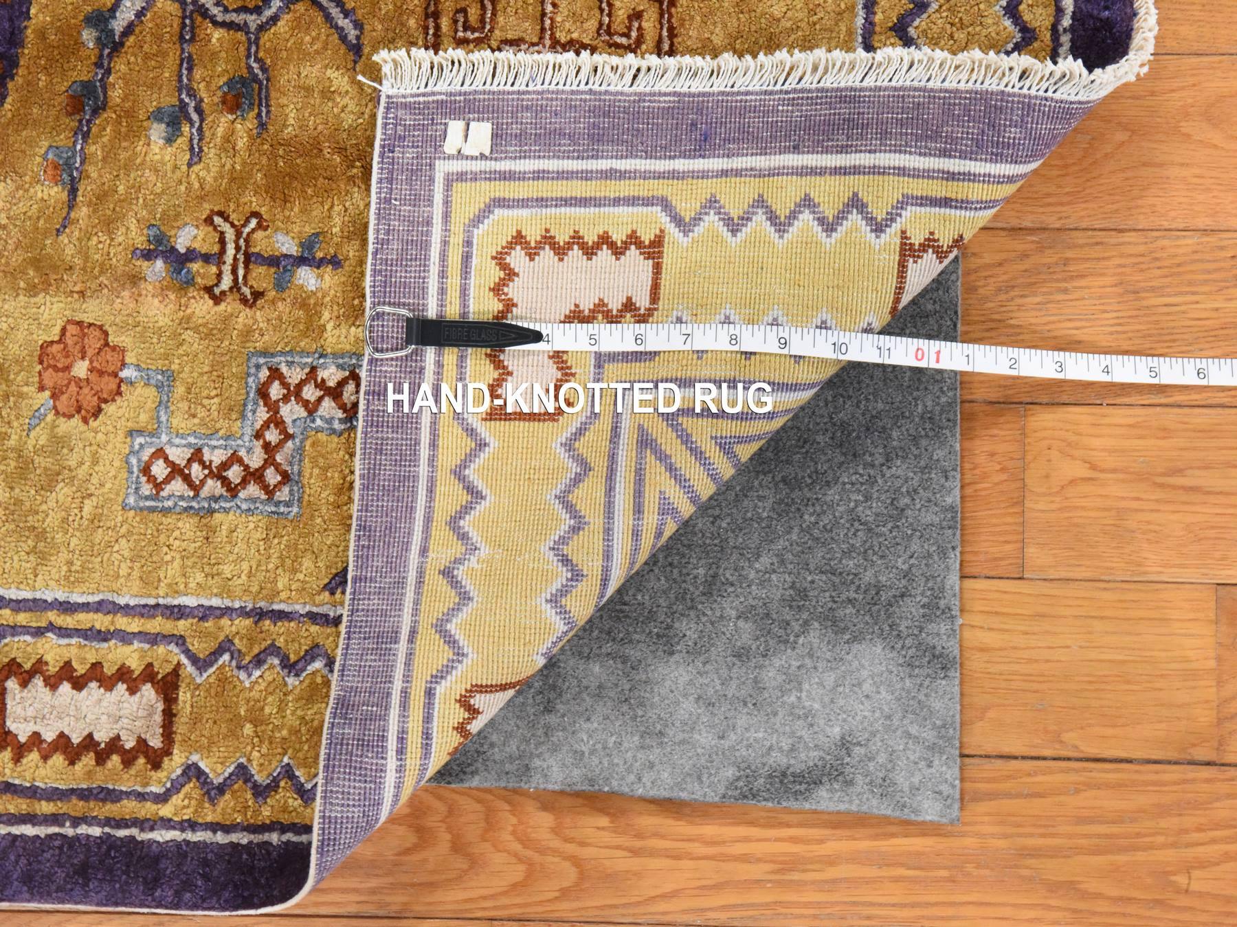 Fine Oriental hand-knotted wool rug in Yellow & Purple, 3' x 5' — SKU O078635 (view 6)