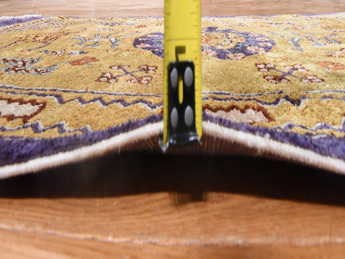 Fine Oriental hand-knotted wool rug in Yellow & Purple, 3' x 5' — SKU O078635 (view 7)