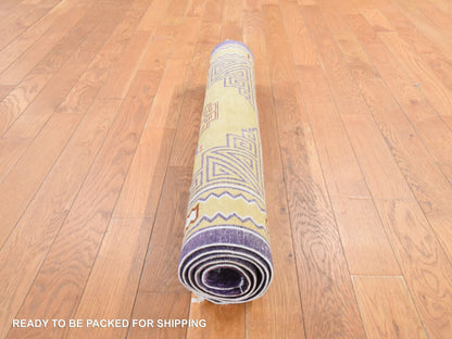 Fine Oriental hand-knotted wool rug in Yellow & Purple, 3' x 5' — SKU O078635 (view 8)