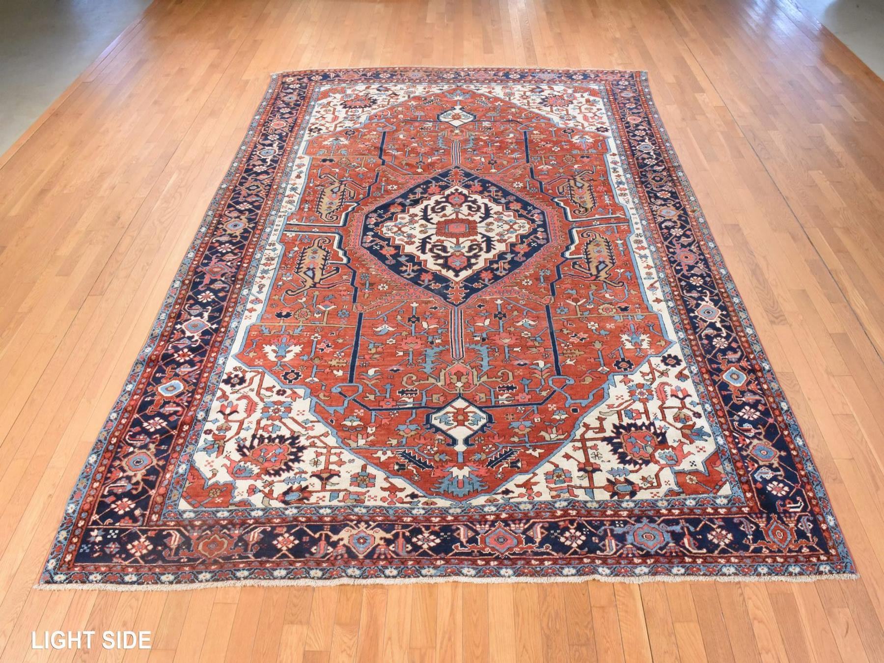 Heriz Antique hand-knotted wool rug in Red & Midnight Blue, 9'3" x 12'3" — SKU O078638 (view 2)