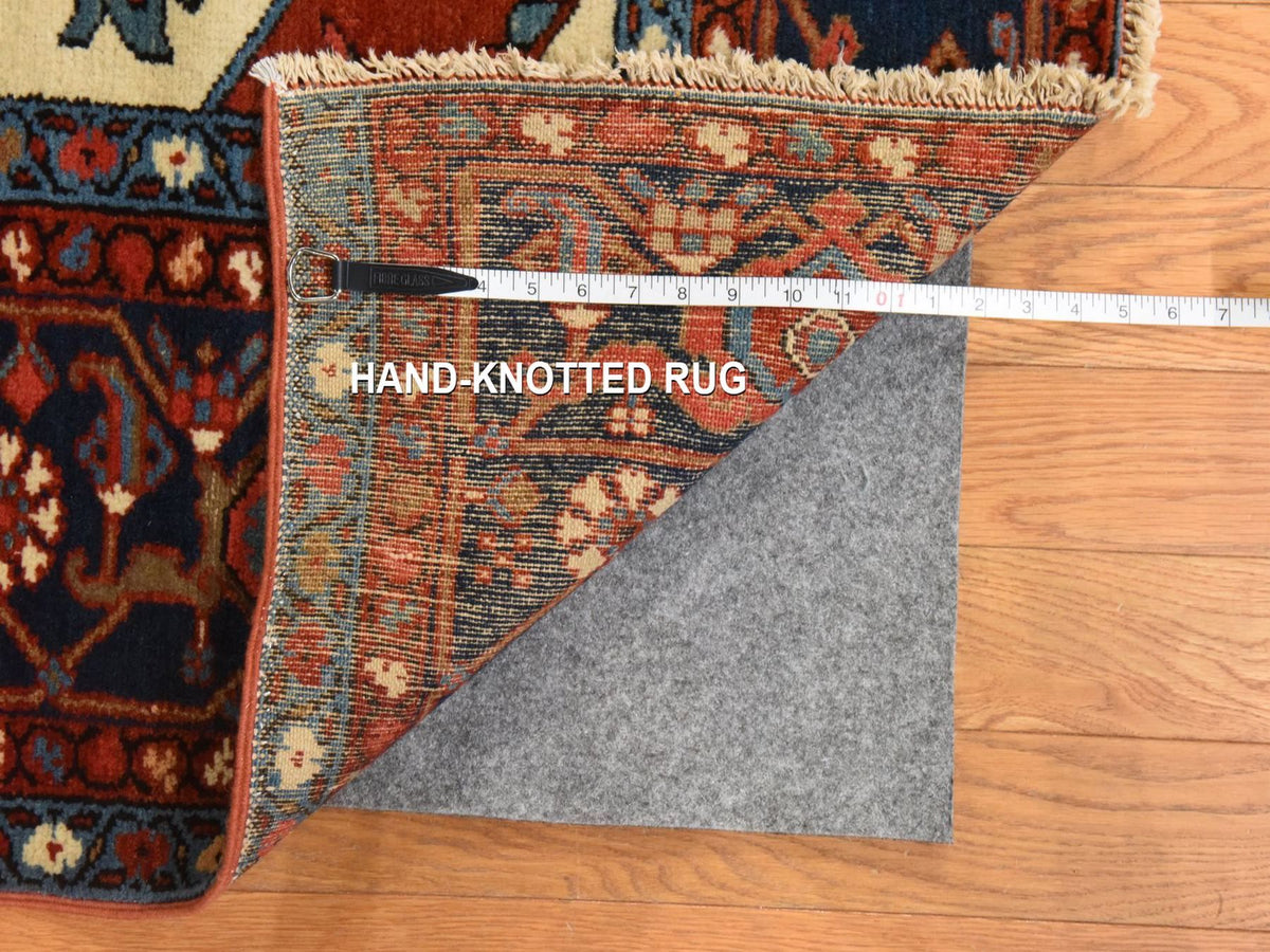 Heriz Antique hand-knotted wool rug in Red & Midnight Blue, 9'3" x 12'3" — SKU O078638 (view 5)