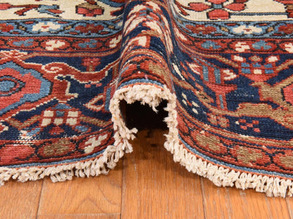 Heriz Antique hand-knotted wool rug in Red & Midnight Blue, 9'3" x 12'3" — SKU O078638 (view 7)