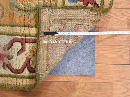 Antique hand-knotted wool runner in Yellow & Ivory, 4'4" x 17'4" — SKU O078639 (view 6)