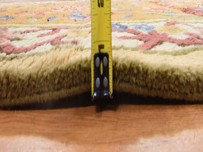 Antique hand-knotted wool runner in Yellow & Ivory, 4'4" x 17'4" — SKU O078639 (view 7)