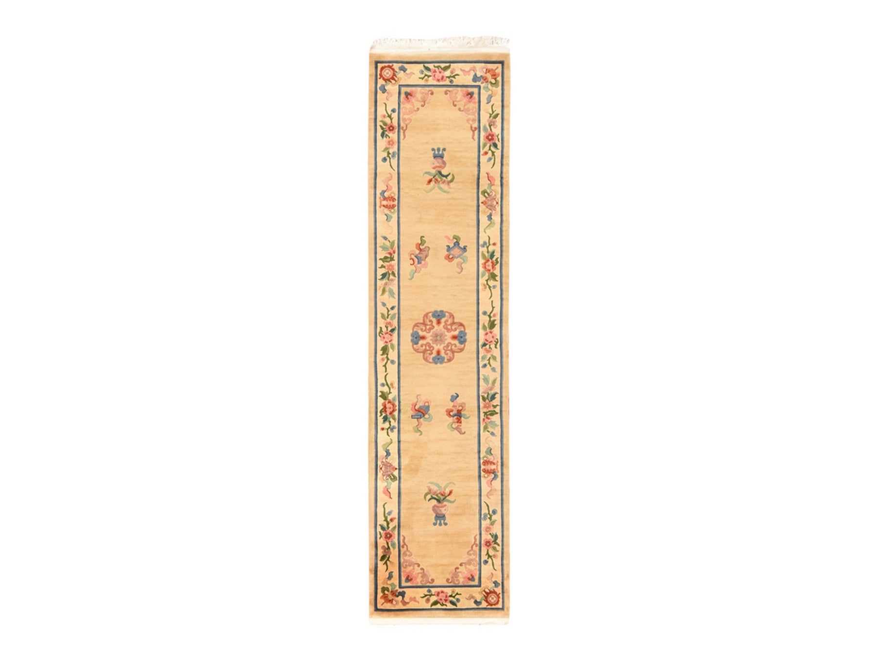 Beige 2'3" x 9'5" Fine Oriental Hand knotted Wool Rug - Sku: O078640