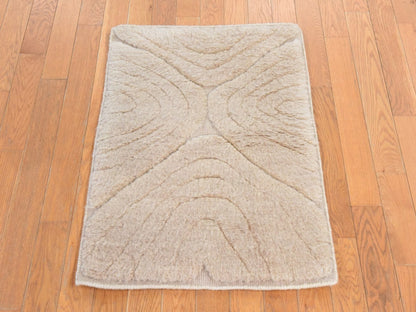 Beige 2'1" x 2'10" Modern and Contemporary Hand knotted Wool Rug - Sku: O078641