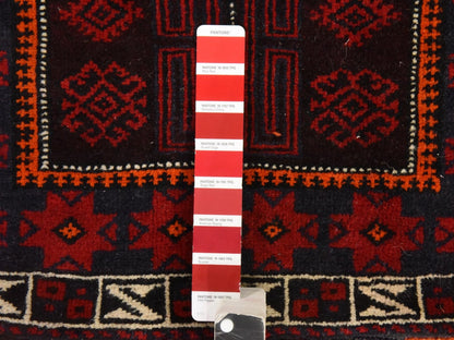 Baluch Tribal & Geometric hand-knotted wool runner in Red & Ivory, 2'6" x 6'1" — SKU O078642 (view 5)
