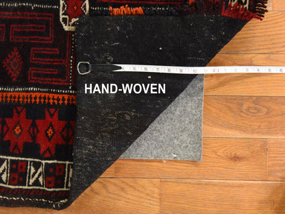 Baluch Tribal & Geometric hand-knotted wool runner in Red & Ivory, 2'6" x 6'1" — SKU O078642 (view 6)