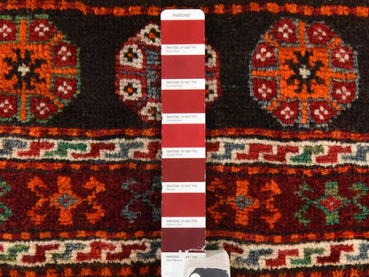 Tribal & Geometric hand-knotted wool runner in Ivory & Red, 3'9" x 7'4" — SKU O078644 (view 5)