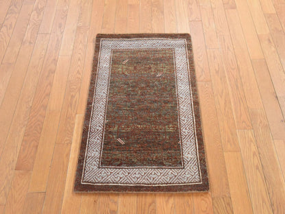 Brown 2'0" x 3'2" Khotan and Samarkand Hand knotted Wool Rug - Sku: O078645