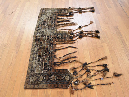 Brown 2'3" x 6'6" Vintage Hand knotted Wool Rug - Sku: O078649
